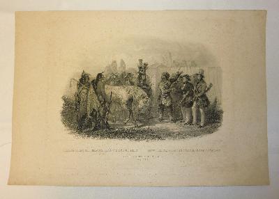 Davids Fine Art Zusammenkunet der Reisendenmit Monnitarri Indianern 